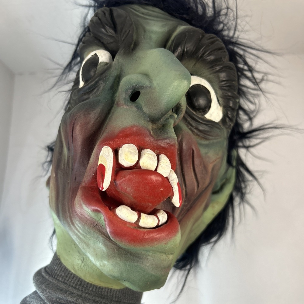 Vtg Topstone Latex? Halloween Scary Vampire Monster Black Hair
